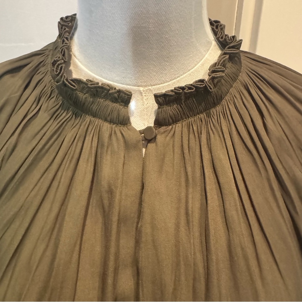 Elegant Olive Green Halston Heritage Blouse - Picture 3 of 6